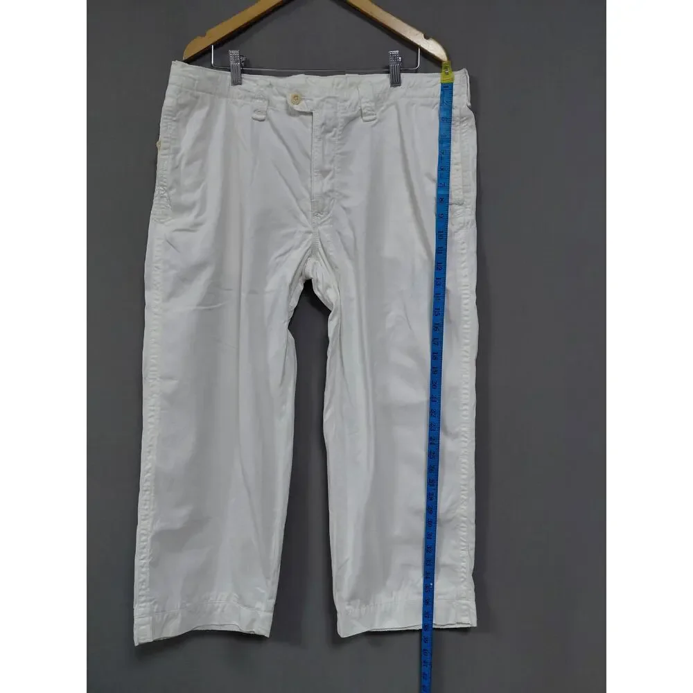 Polo by Ralph Lauren 100% Cotton Pants White Solid Woven Men Size 36 /30